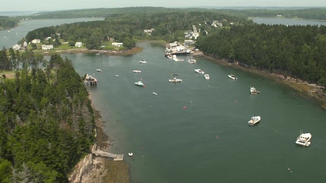 Boats in Casco Bay, aerial