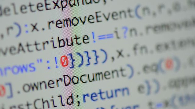 HTML and CSS code developing. Website design code programming on a laptop screen