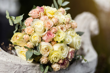 Wedding bouquet lies. Bridal bouquet, , beautiful flowers, wedding, holiday, wedding accessories