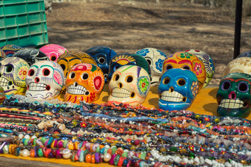 Fototapeta na wymiar Mascaras para celebrar el día de los muertos en México.