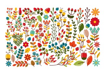 Fototapeta na wymiar Autumn decorative set of berries and twigs