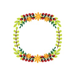 Cute wedding wreath with flowers and branches