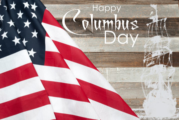 Happy Columbus Day. United States flag.