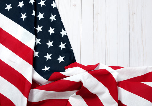 USA flag.  American flag on wood background.