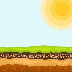 Illustration of cross section of ground agriculture country gardening ground slices land piece nature outdoor vector.