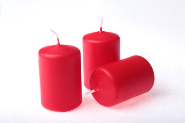 Set of colored candles isolated on white.