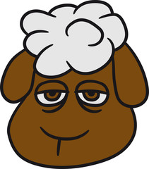 kopf gesicht müde gelangweilt traurig lustig klein süß niedlich comic cartoon schaf ziege wolle bauer bock müde cool