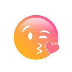 isolated gradient smiley face with kissing mouth icon