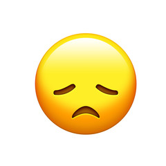 Fototapeta premium Emoji yellow disappointed, upset face and closing eyes icon