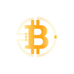 Logo of electronic crypto currency Bitcoin. Flat vector Illustration EPS 10