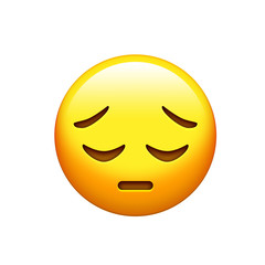 Yellow disappointed, upset face and closing eyes icon