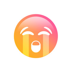 Colorful gradient emoji sad face with crying tear icon