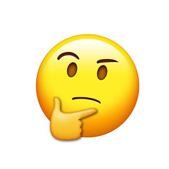 Isolated yellow pondering face with right hand icon
