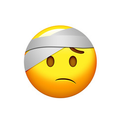 Yellow wounded headache face with head bandage icon
