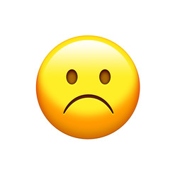 Isolated yellow unhappy, upset face icon