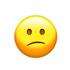 Isolated yellow unhappy and upset face icon