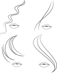 Simple minimalist woman beauty hair icons set