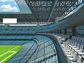 Fototapeta premium Modern American football Stadium with sky blue seats
