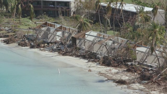 Post Hurricane Irma 2017 devastation, Caneel bay, St John, United States Virgin Islands