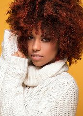 Portrait of beautiful girl with afro hairstyle.
