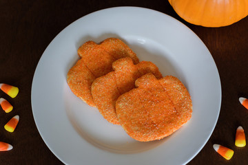 Pumpkin shaped cookies for Halloween