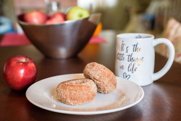 Apple cider donuts and coffee