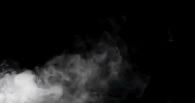 seamless loop of smoke slowly floating through space against black background
