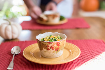 Warm cup of soup for lunch