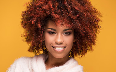 Portrait of beautiful girl with afro hairstyle.