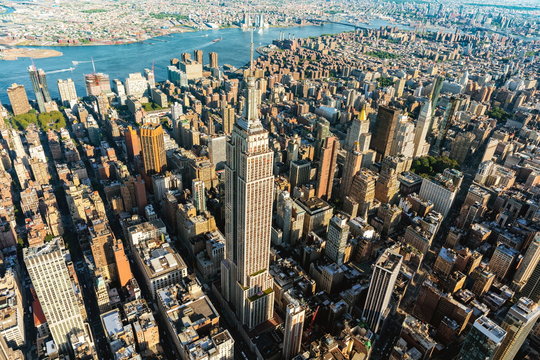 Aerial view of the skyscrapers of Midtown Manhattan New York City