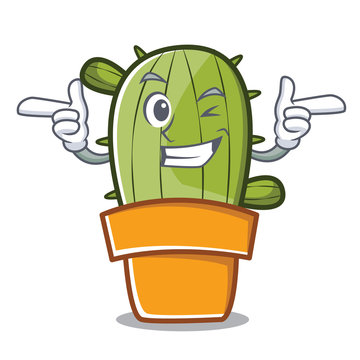 Wink Cute Cactus Character Cartoon