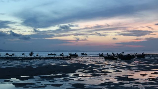 The Long Tail Boat in the Morning sea. Phi Phi Island 