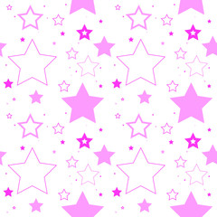 A seamless vector pattern made out of repeating stars. These solid and outlined pink stars make a cute background.