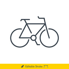 Bicycle Icon / Vector - In Line / Stroke Design with Editable Stroke