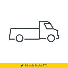 Pick Up Car Icon / Vector - In Line / Stroke Design with Editable Stroke