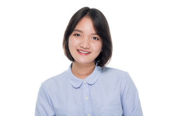 Beautiful  asian business woman portrait studio on white background