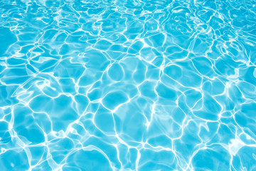 Beautiful ripple wave and blue water surface in swimming pool, Blue water surface for background - obrazy, fototapety, plakaty