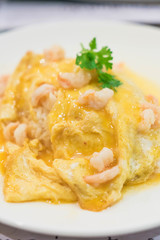 creamy omelet with shrimp