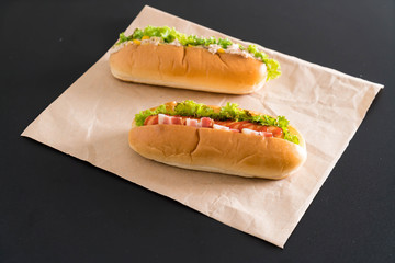 tuna corn salad hotdog and bacon sausage hotdog