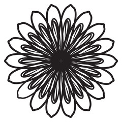 Floral Graphic Line Art Design in black color and isolated white background