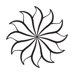 Floral Graphic Line Art Design in black color and isolated white background