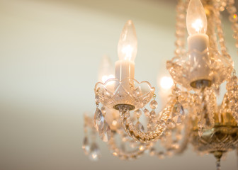 Crystal glass glittering chandelier