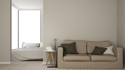 The interior empty space relax space furniture and background decoration minimal - 3d rendering