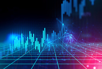 technical financial graph on technology abstract background