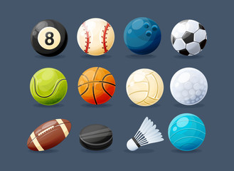 Set of modern sports equipment from differents types of sports.