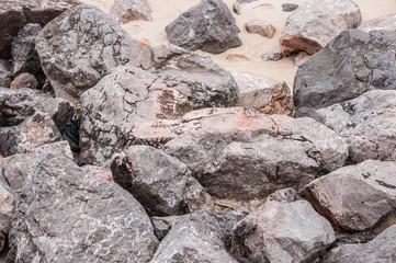 The rocks along the seashore