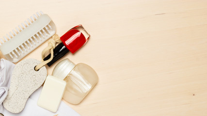 Pedicure accessories tools top view