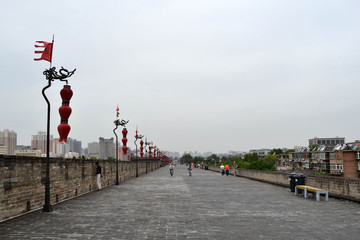 The view around Xi'An City Wall during cloudy day. Pic was taken in September 2017