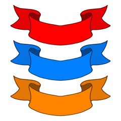 Colored ribbon banners. Hand drawn sketch