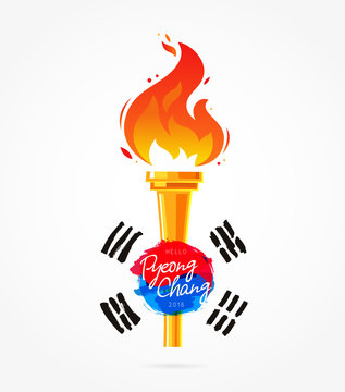 Torch with the flag of south Korea